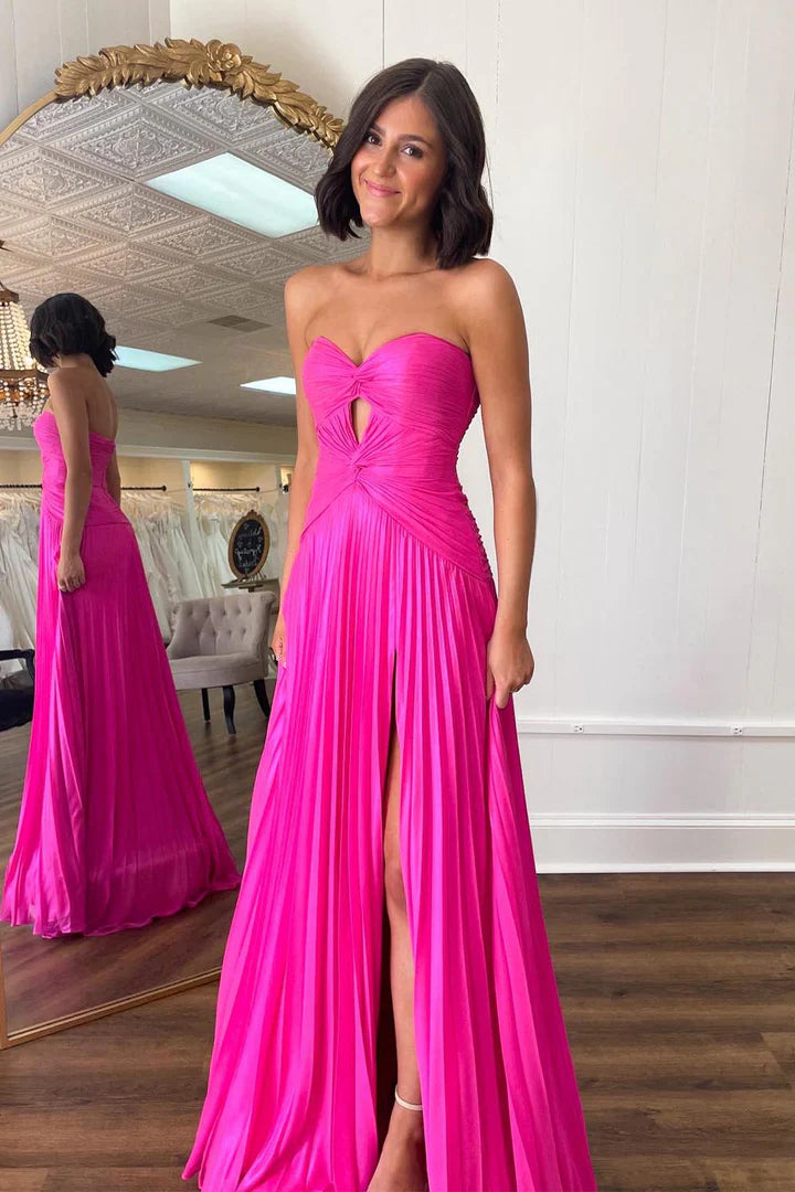 Prom Dress Sweetheart Pleated High Slit Halter unclassified dresses