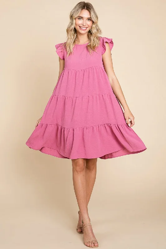 Tiered Babydoll Ruffle Sleeve Dress, S-3X Travel unclassified dresses