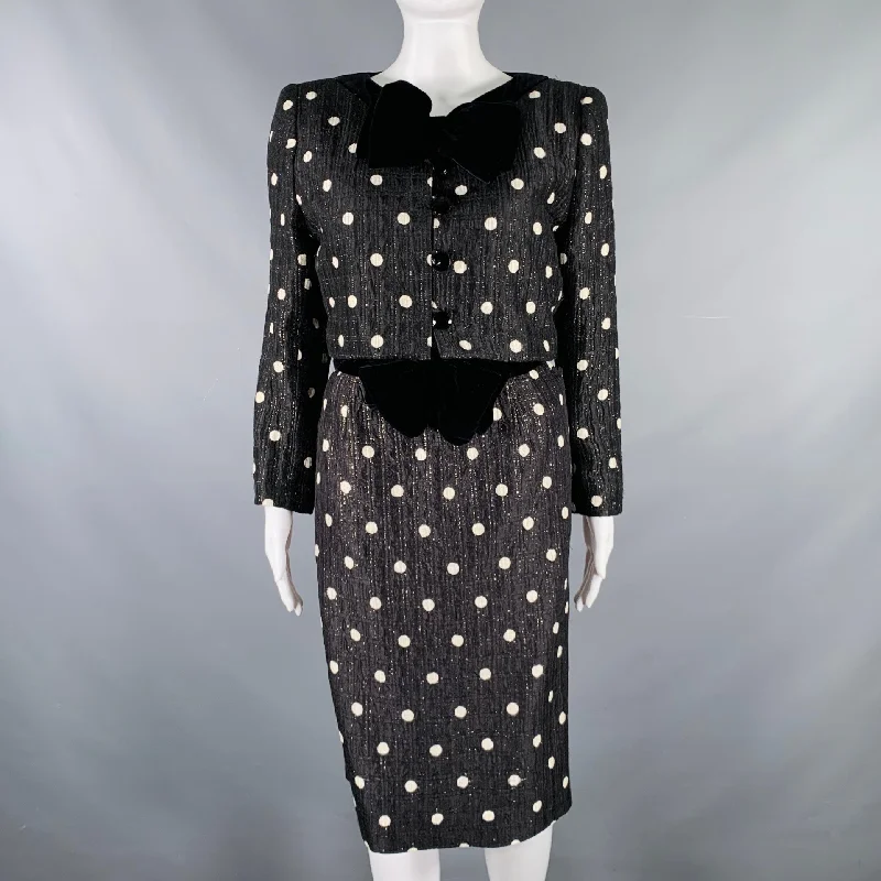 VALENTINO Size M Black White Polka Dot Strapless Dress Jacket Set Petite unclassified dresses