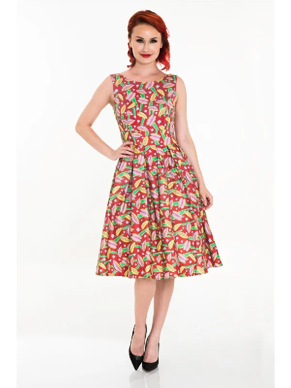 Venus Fly Trap Print Flare Dress - Size XS Midi floral dresses