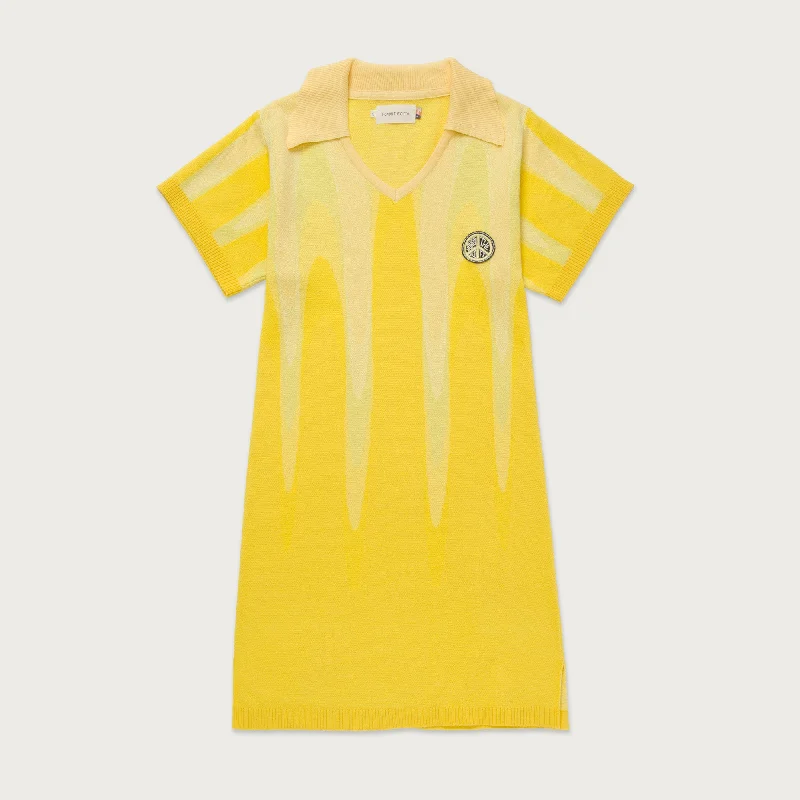 Womens Polo Knit Dress - Yellow Boho unclassified dresses