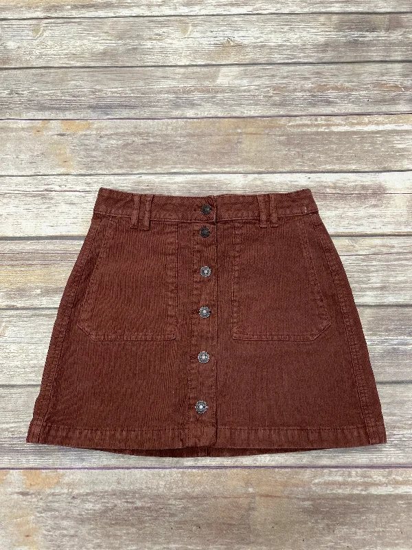 Skirt Mini & Short By American Eagle In Brown, Size: 2 Pleated Denim Skirt