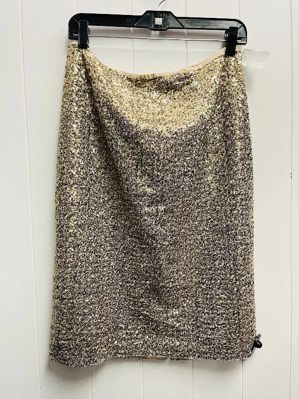 Skirt Mini & Short By Chicos In Gold, Size: 6 Lace Detail Mini Skirt