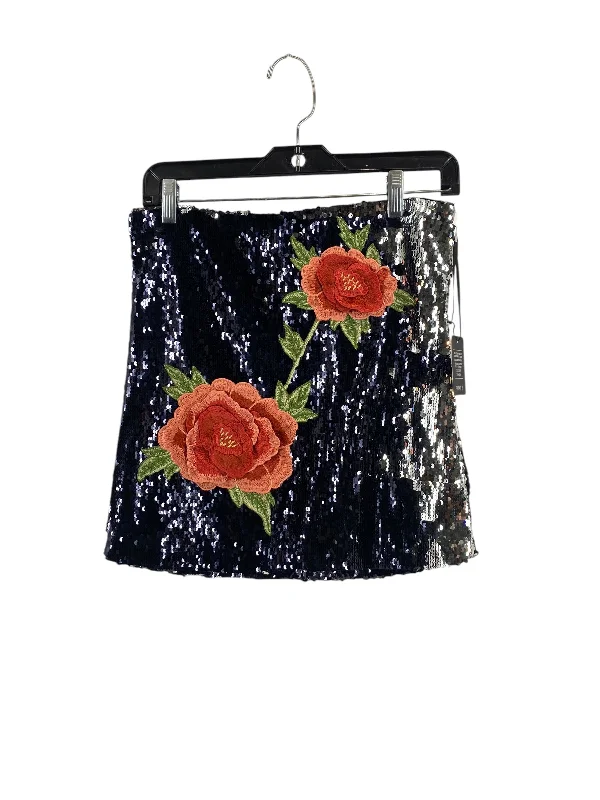 Skirt Mini & Short By Forever 21 In Silver, Size: L Ripped Mini Denim Skirt