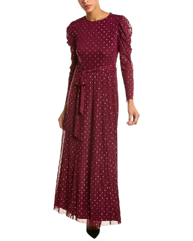 Anne Klein Puff Sleeve Maxi Dress Long Floral Skirt