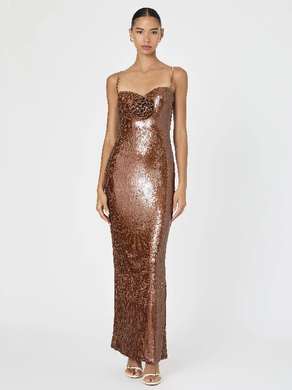 Beatrice Sequin Strappy Corsage Maxi Dress Stretch Maxi Skirt