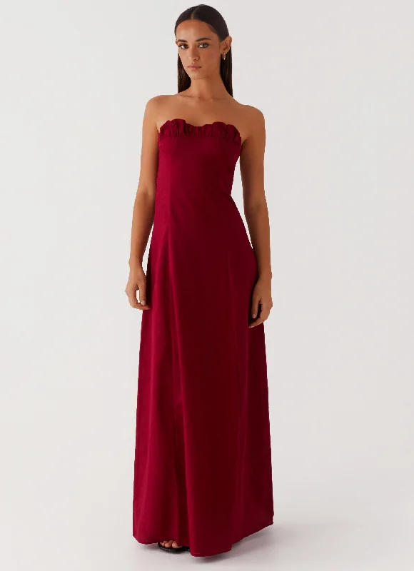 Tayla Linen Maxi Dress - Red Comfortable Maxi Skirt