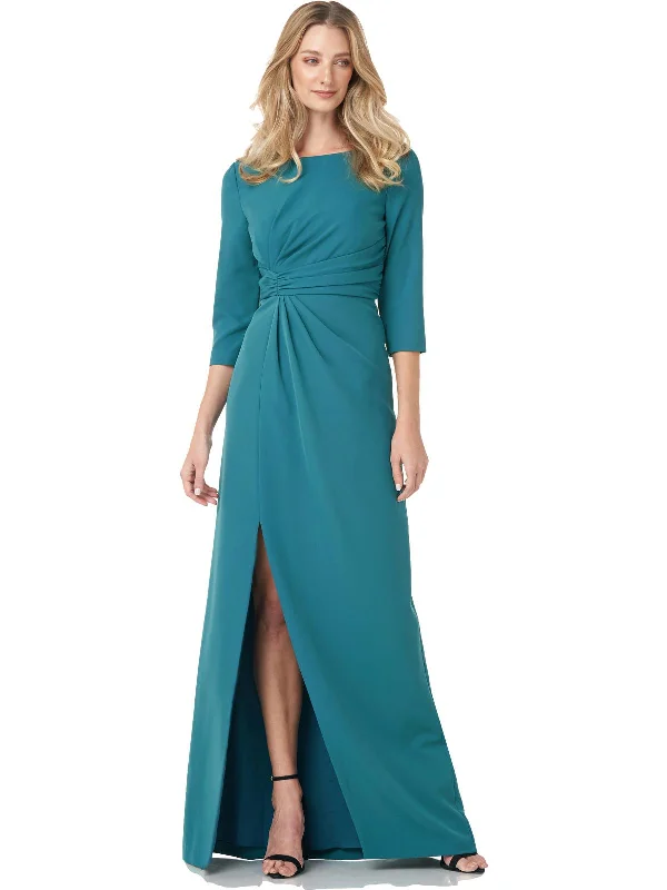 Womens Gathered Maxi Evening Dress Ruffle Long Maxi