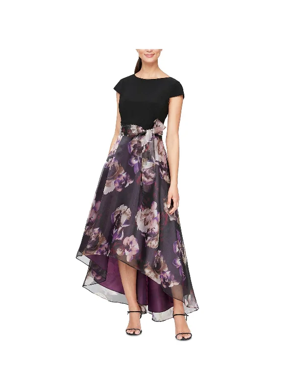 Womens High Low Floral Maxi Dress Velvet Maxi Skirt