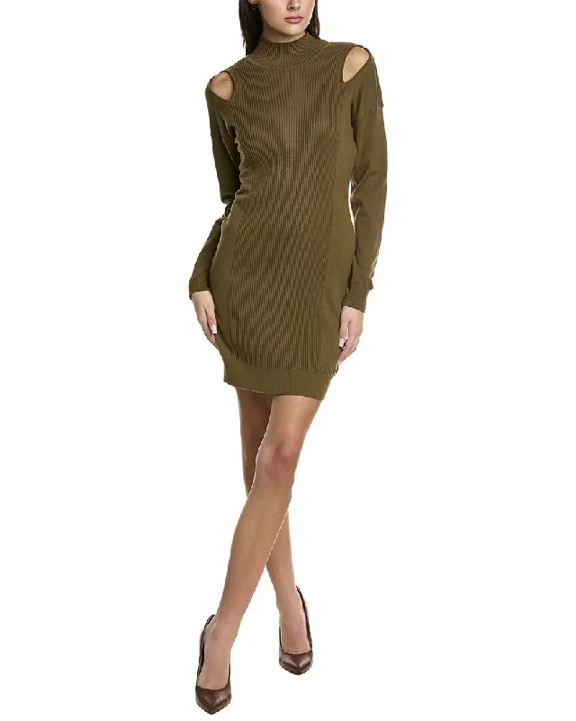 BCBGeneration Cold-Shoulder Sweaterdress Long Sleeve Sweater