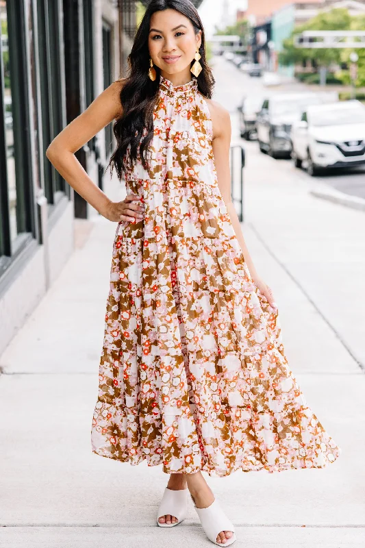 Can't Leave You Mauve Pink Floral Midi Dress Midi Skirt Print