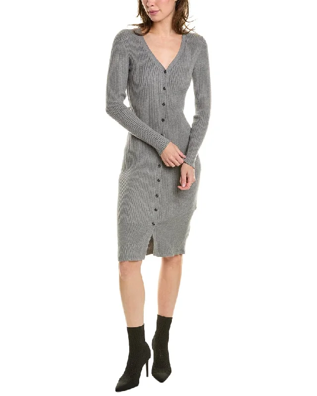 Donna Karan Button Front Sweaterdress Stylish Knit Dress