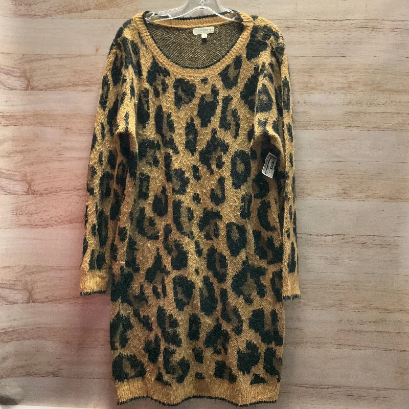 Dress Sweater By Umgee In Animal Print, Size: 1x Knit Sweater Gown