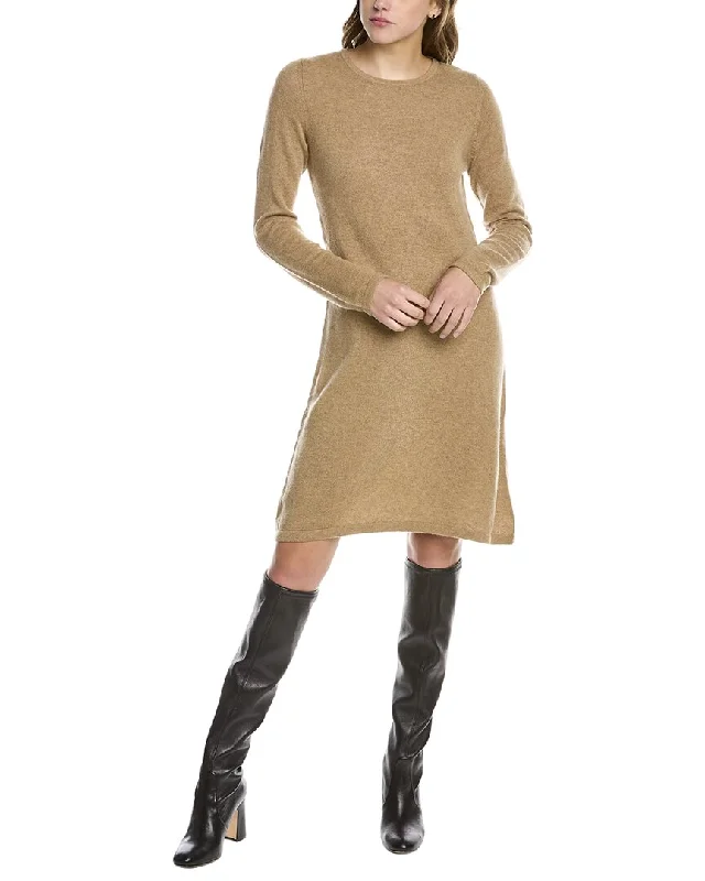 Forte Cashmere Crewneck Cashmere Sweaterdress Color Block Sweater