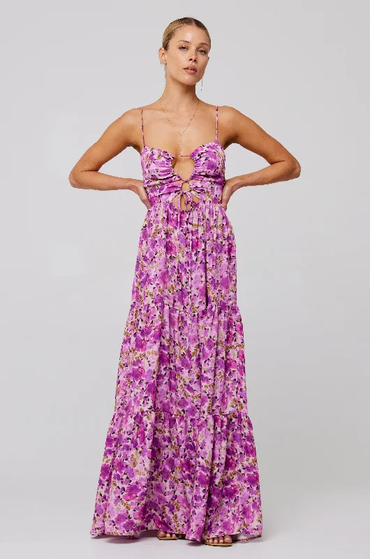 Gabi Maxi in Lilac Satin Midi Skirt