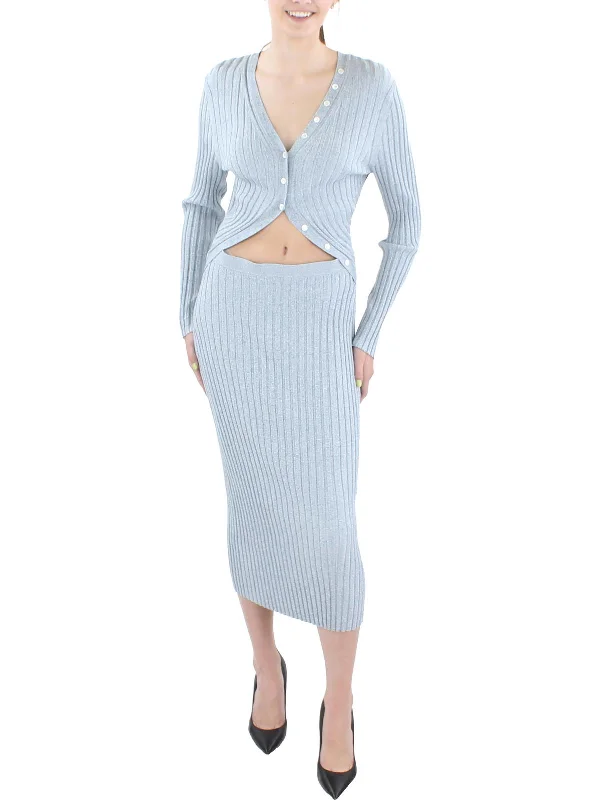 Kim Womens Ribbed Knit Cut-Out Sweaterdress Winter Knit Dress