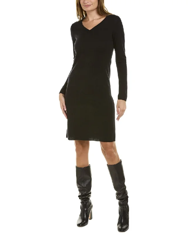 sofiacashmere V-Neck Cashmere Sweaterdress Cozy Knit Gown