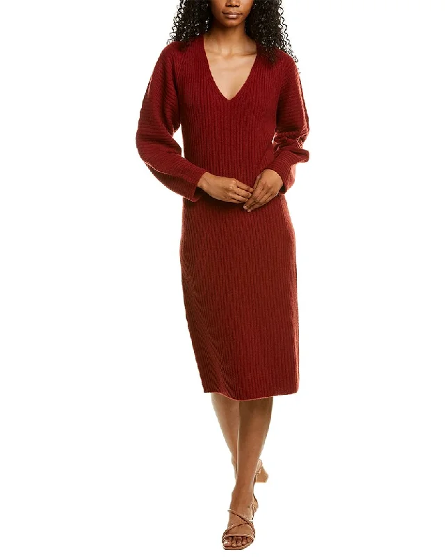 Vince Fitted Dolman Wool-Blend Sweaterdress Cozy Sweater Dress