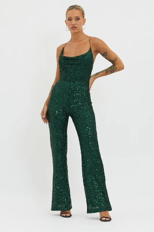 Midnight Kiss Sequin Jumpsuit Hunter Sequin Detail Dress