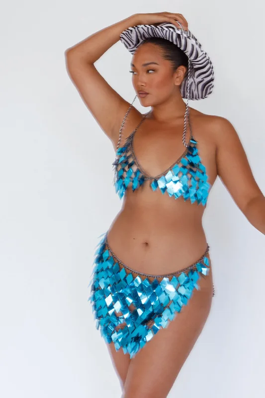 River Festival Shiny Sequins 2 Piece Set Blue Sequin Dress Trend