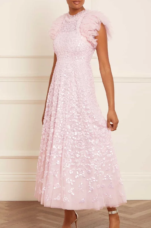 Sequin Rose Gloss Ankle Gown Chic Sequin Dress