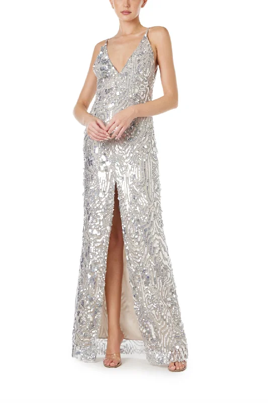 Silver Sequin Slip Gown Gold Sequin Dress