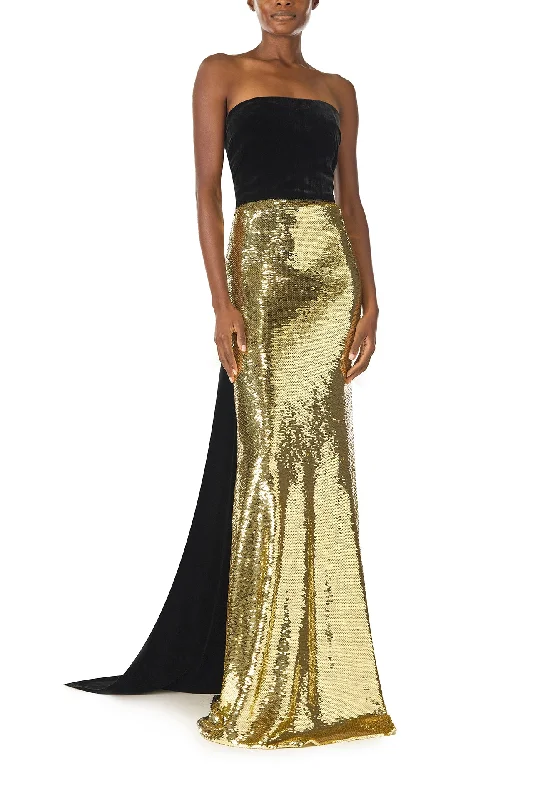 Strapless Sequin Velvet Gown Sequin Bodycon Dress