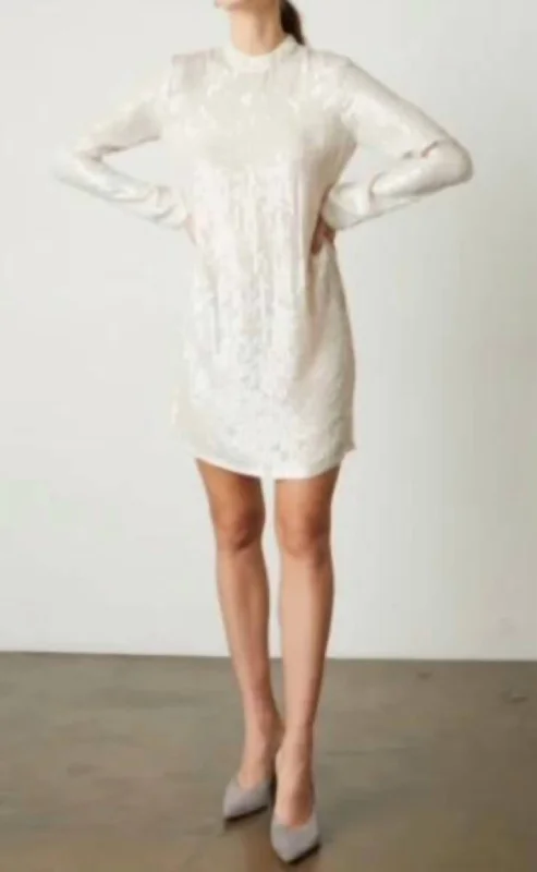 Veda Sequin Shift Dress In Cream Short Sequin Dress