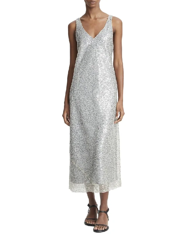 Vince Lucite Metallic Sequin Slip Dress Sequin Dress Chic